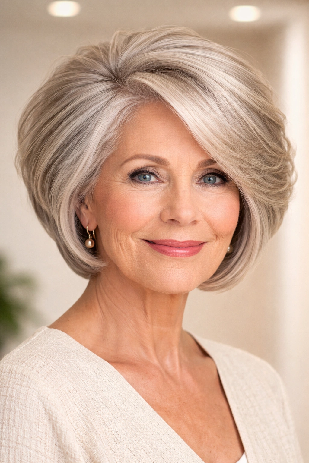 Stacked bob hairstyle with maximum volume