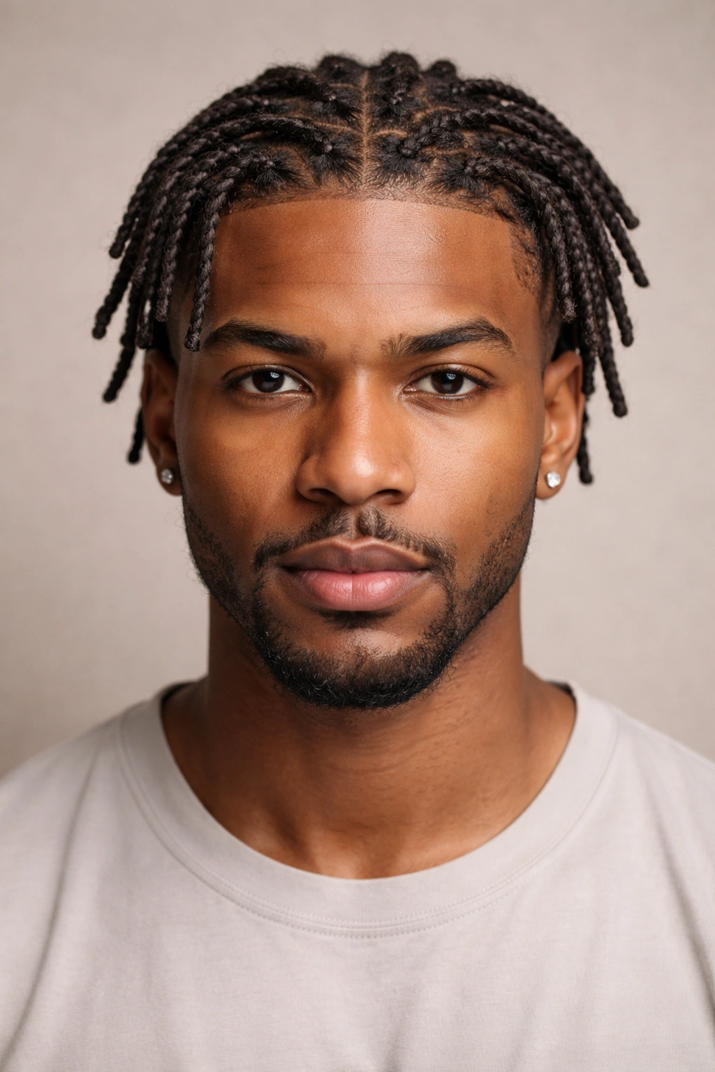 Close-up of a man with starter locs forming rope-like strands on the scalp