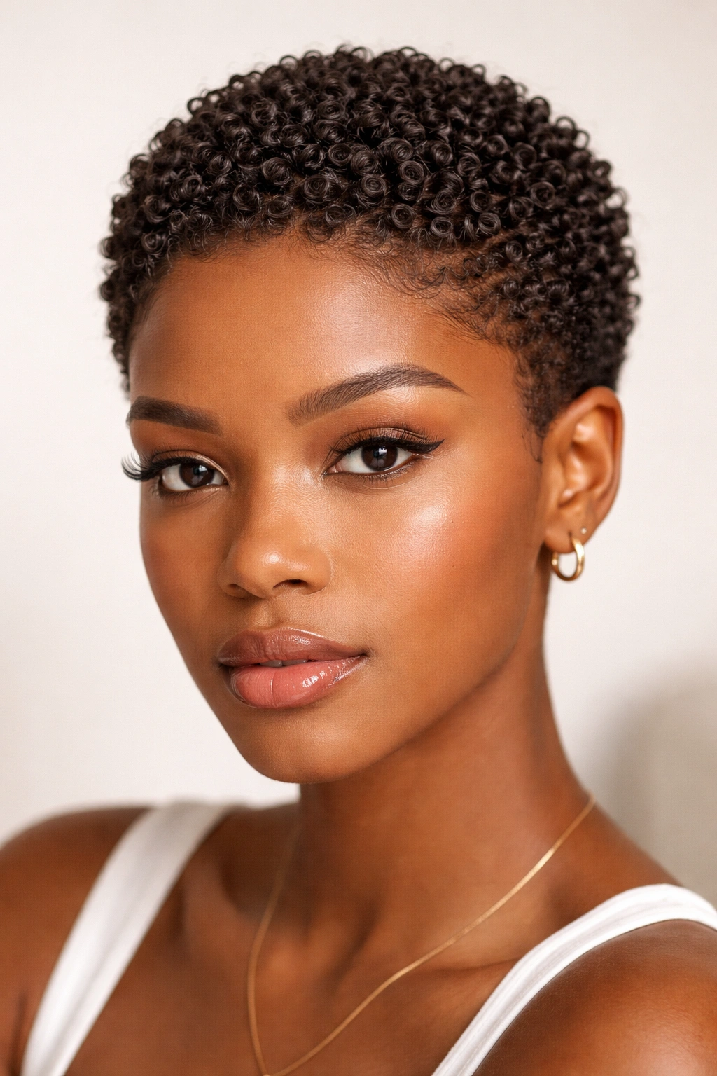 Close-up of tightly coiled short cropped coils with clear separation
