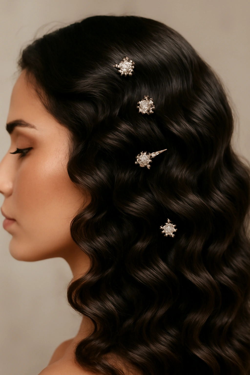12 Beautiful Hairstyles for Arab Women to Try 12 Bold curls with decorative pins for sparkle