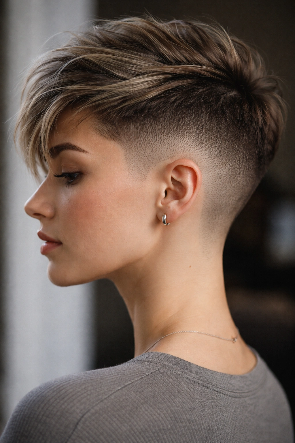 10 Shaved Pixie Styles That Look Incredibly Sharp 6 Stippled gradient fade pixie haircut with dot texture