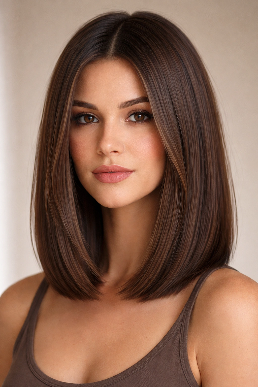 15 Lob Haircuts For Straight And Wavy Textures 10 Straight-across lob with subtle internal layers showing clean edge and hidden texture