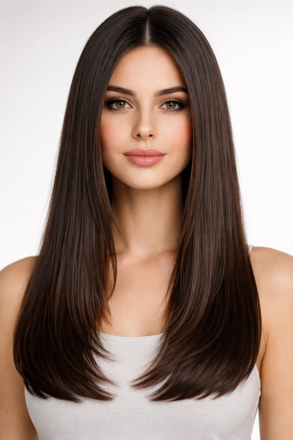 Straight blunt cut with end-only layers on thick hair