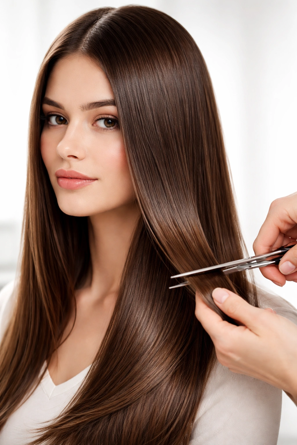 Close-up of straight hair with smooth texture and shine