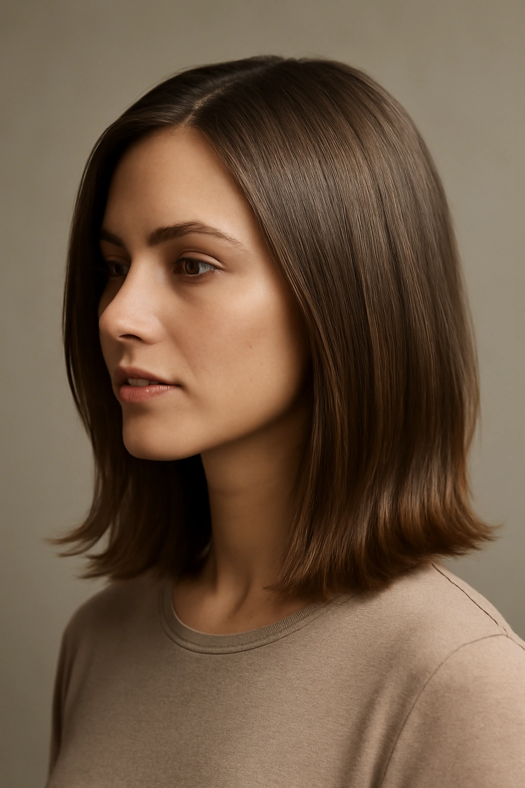 12 Straight Styles That Make Shoulder-Length Hair Look Amazing 9 Shoulder-length straight hair with textured ends showing subtle bends