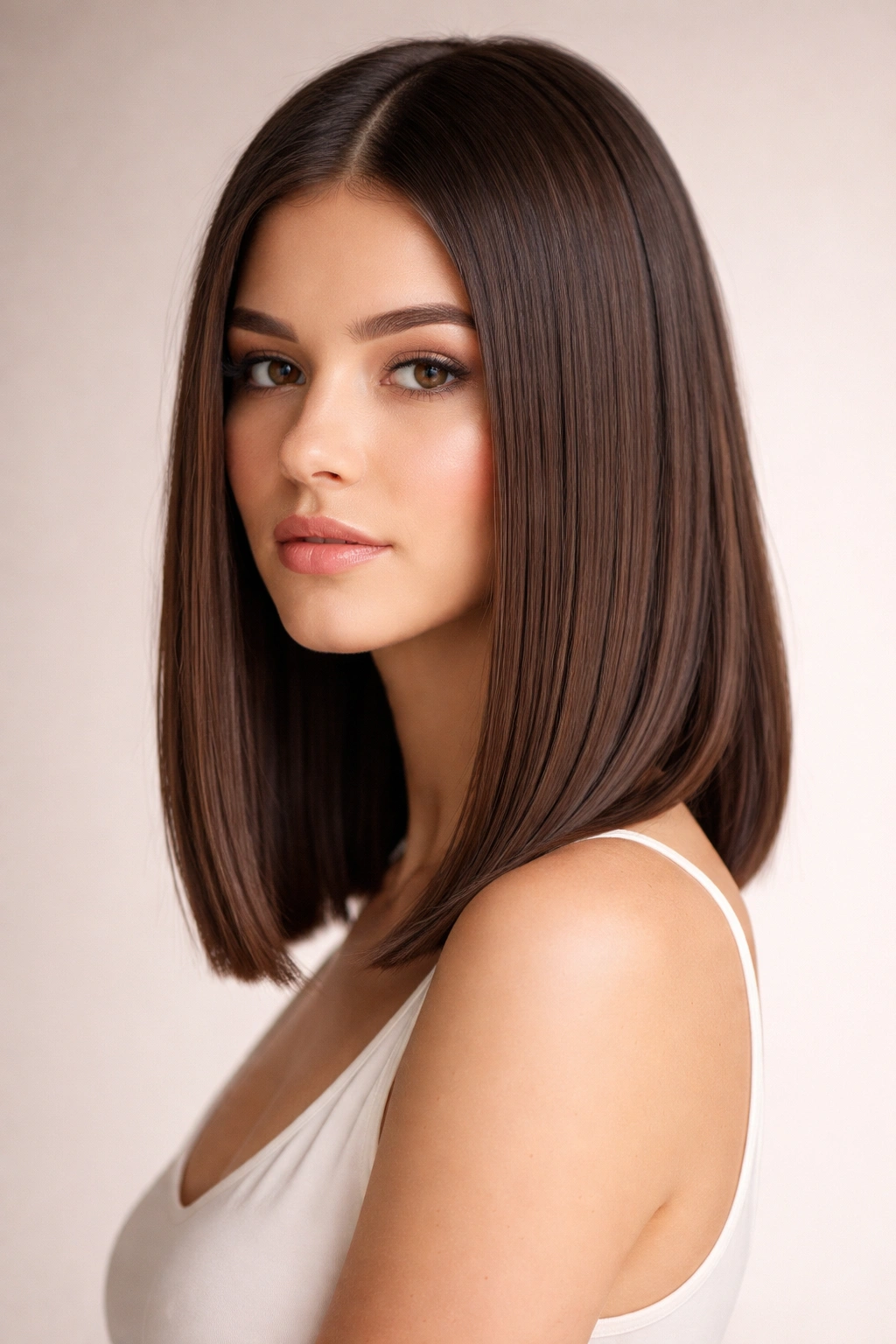 Portrait of straight long-bob on straight hair