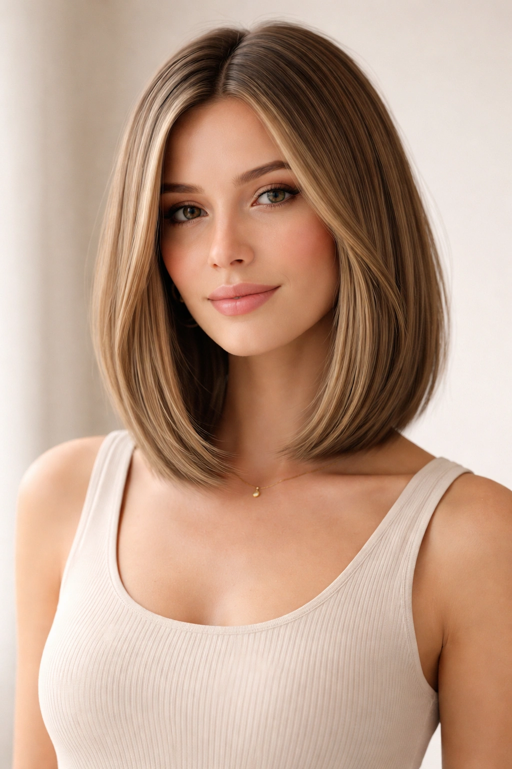 15 Flattering Haircuts For Women With Long Faces 10 Portrait of a person with straight shoulder-length bob and subtle layers