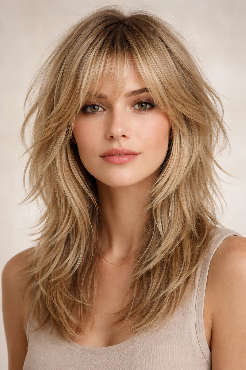 18 Textured Shag Layered Cuts With Great Movement 11 Close-up portrait of fine hair with straight texture shag showing fullness and movement