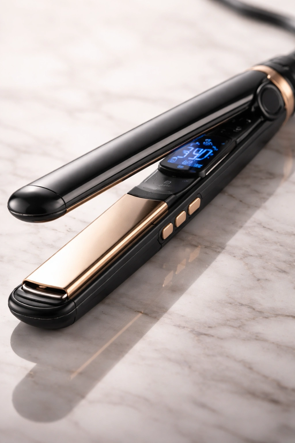Premium flat iron with digital temperature display and adjustable plates