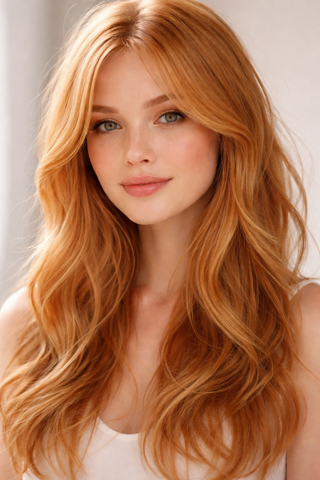 Portrait of a person with strawberry-blonde hair showing blended tones