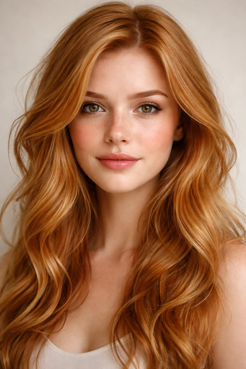 Close-up of strawberry blonde hair with copper-golden tones
