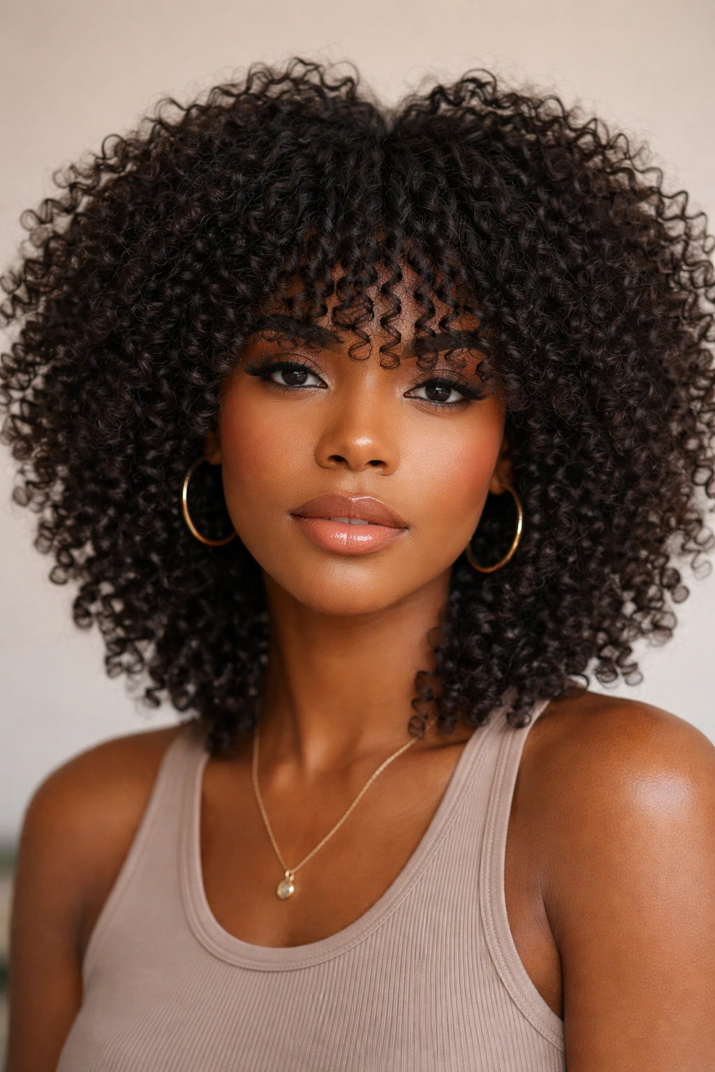 12 Haircuts For Coily Hair That Hold Their Shape 10 Structured fringe cut with textured angled fringe framing the face