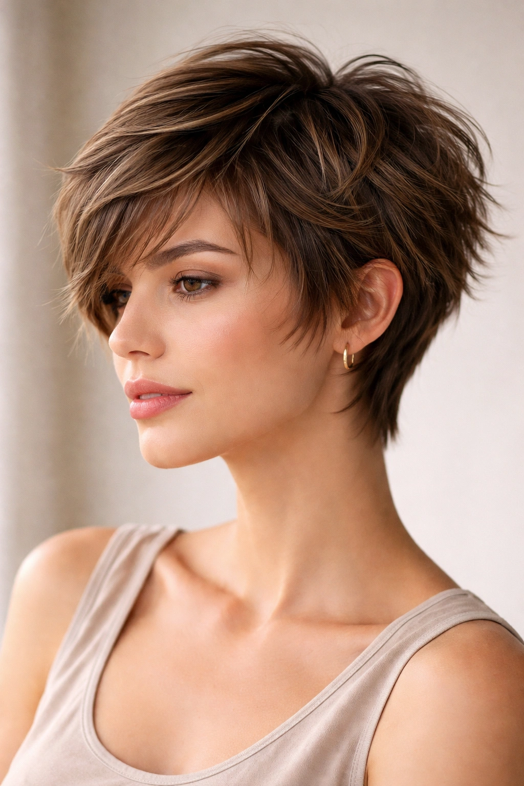 Close-up of The Shaggy Short Cut with Structured Layers highlighting architectural texture