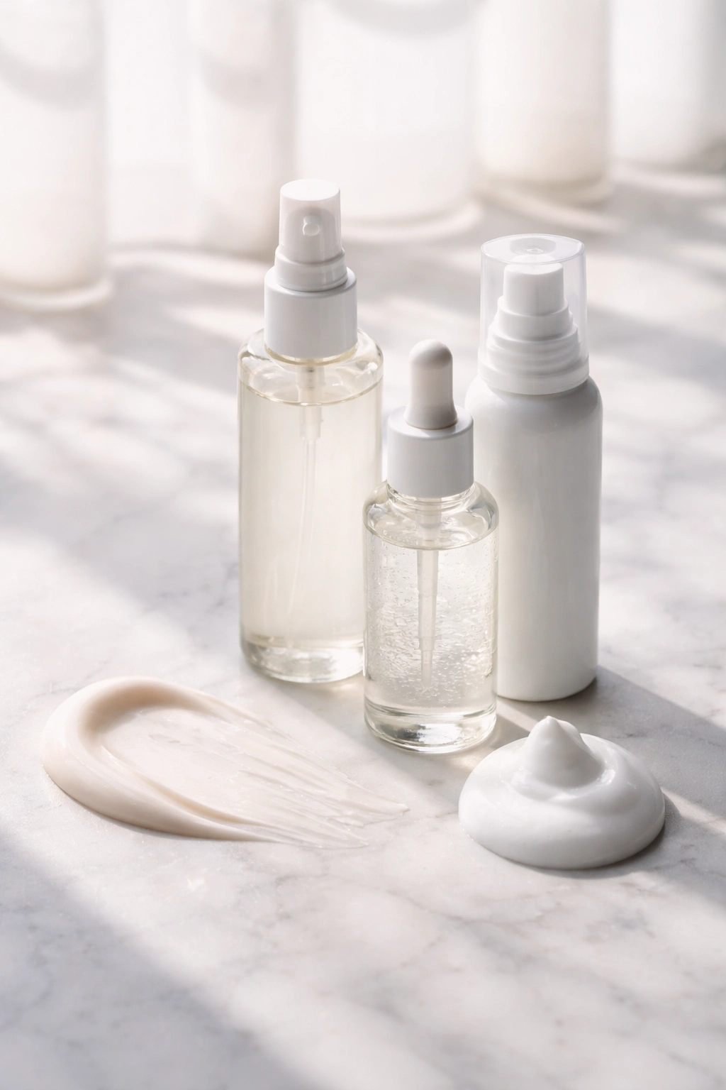 Minimalist display of lightweight styling products for quick short-hair styling