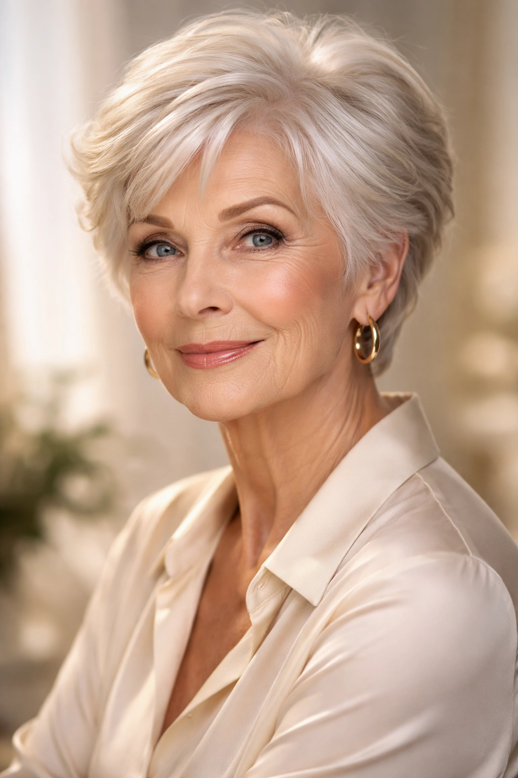 Elegant older woman with stylish short hair