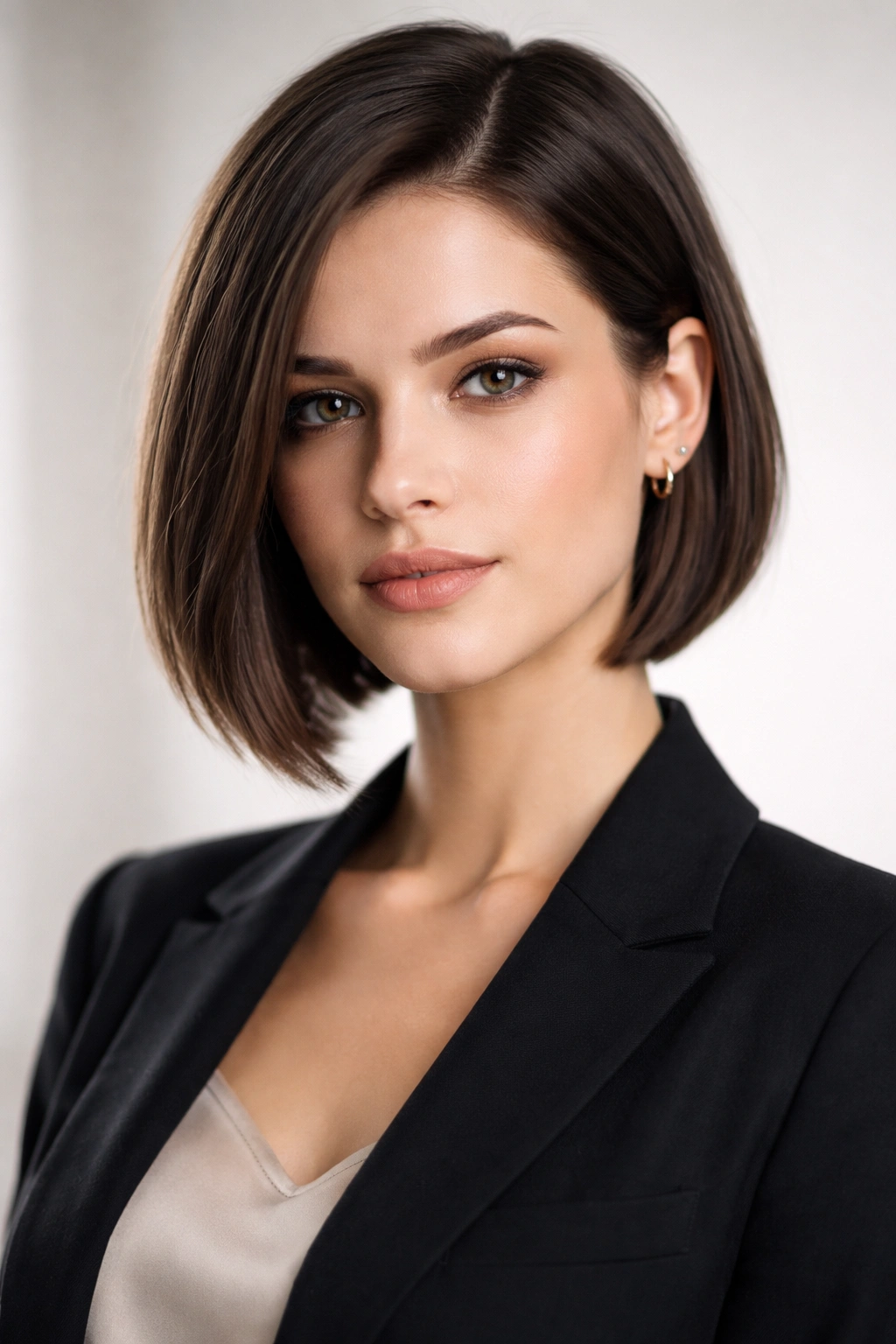 Subtle asymmetrical bob with minor length difference