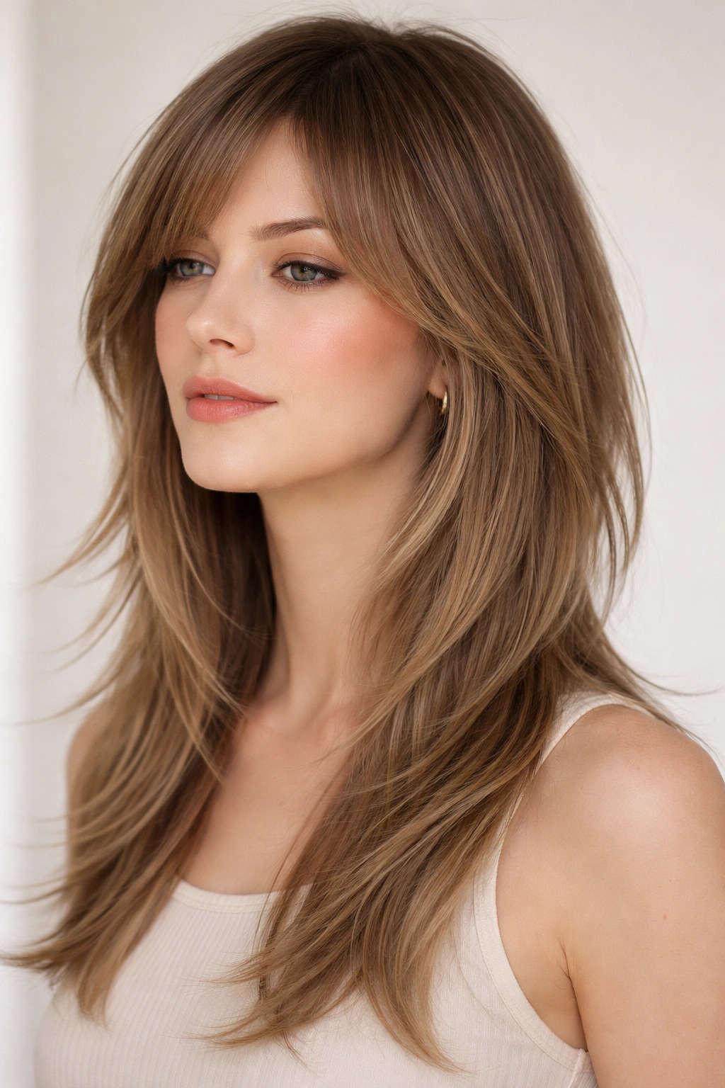 20 Wolf Cut Hairstyles Women Are Obsessed With 16 Close-up of subtly layered wolf cut with soft, blended movement.