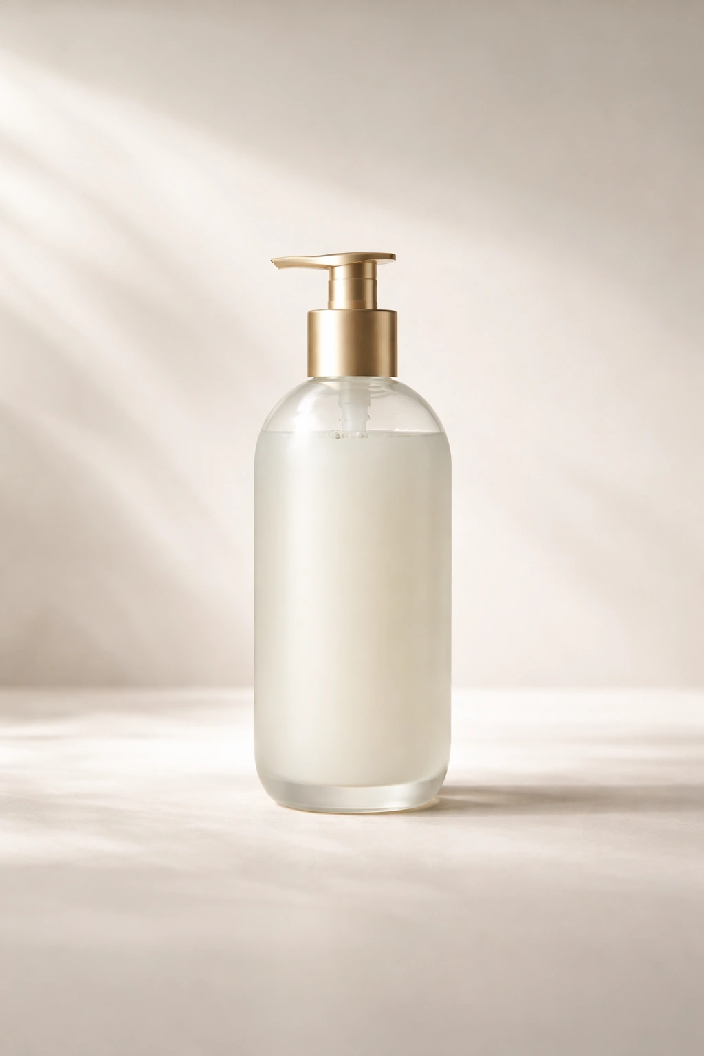 Single frosted bottle representing sulfate-free shampoo