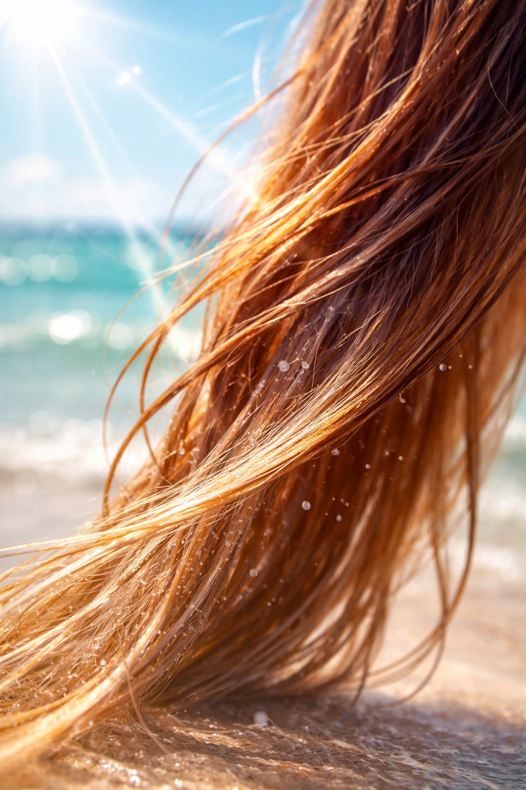 Hair strand under sunlight showing fading from environmental exposure
