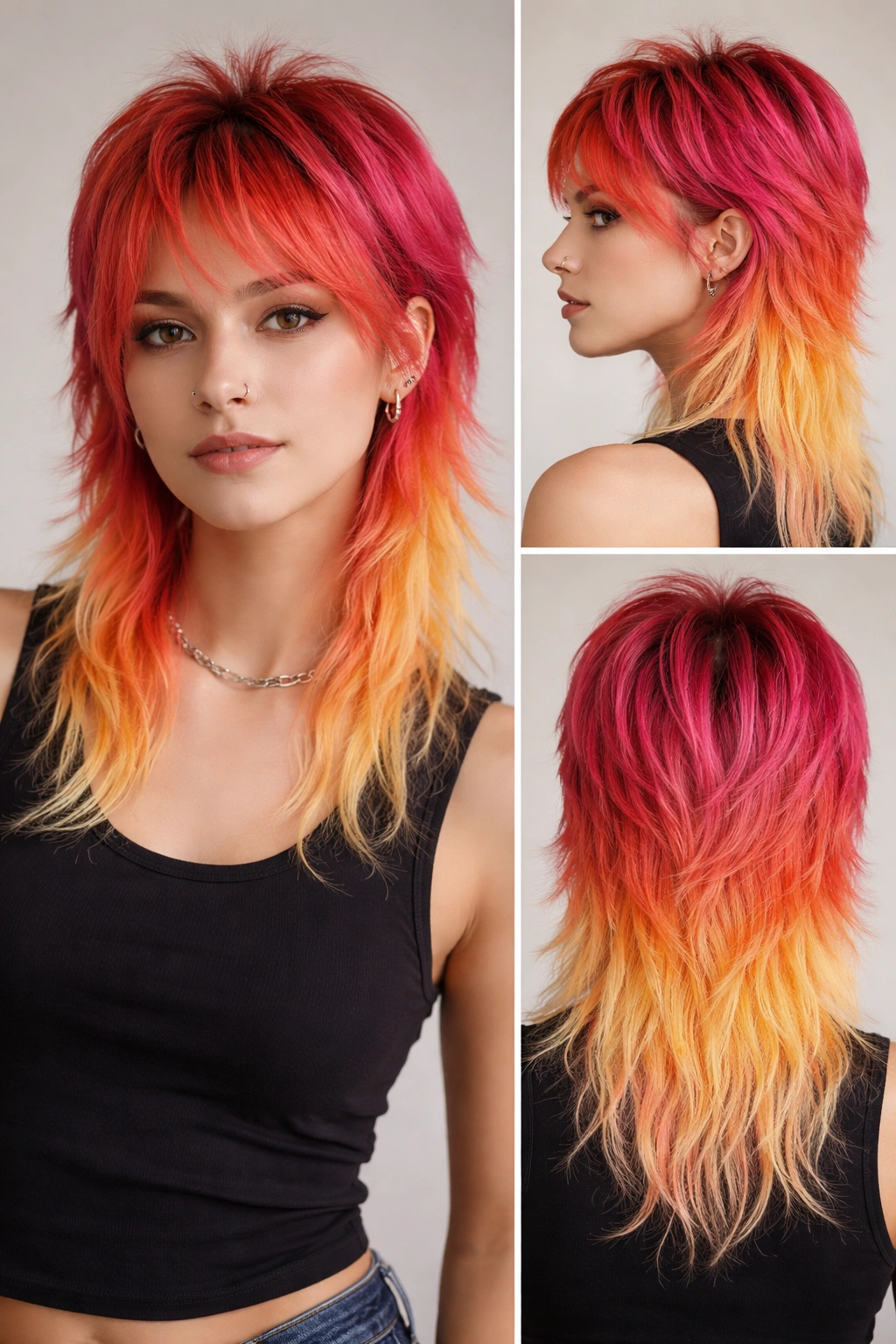 12 Dyed Mullet Haircuts Full Of Personality 5 Mullet with sunset gradient back in orange pink and yellow