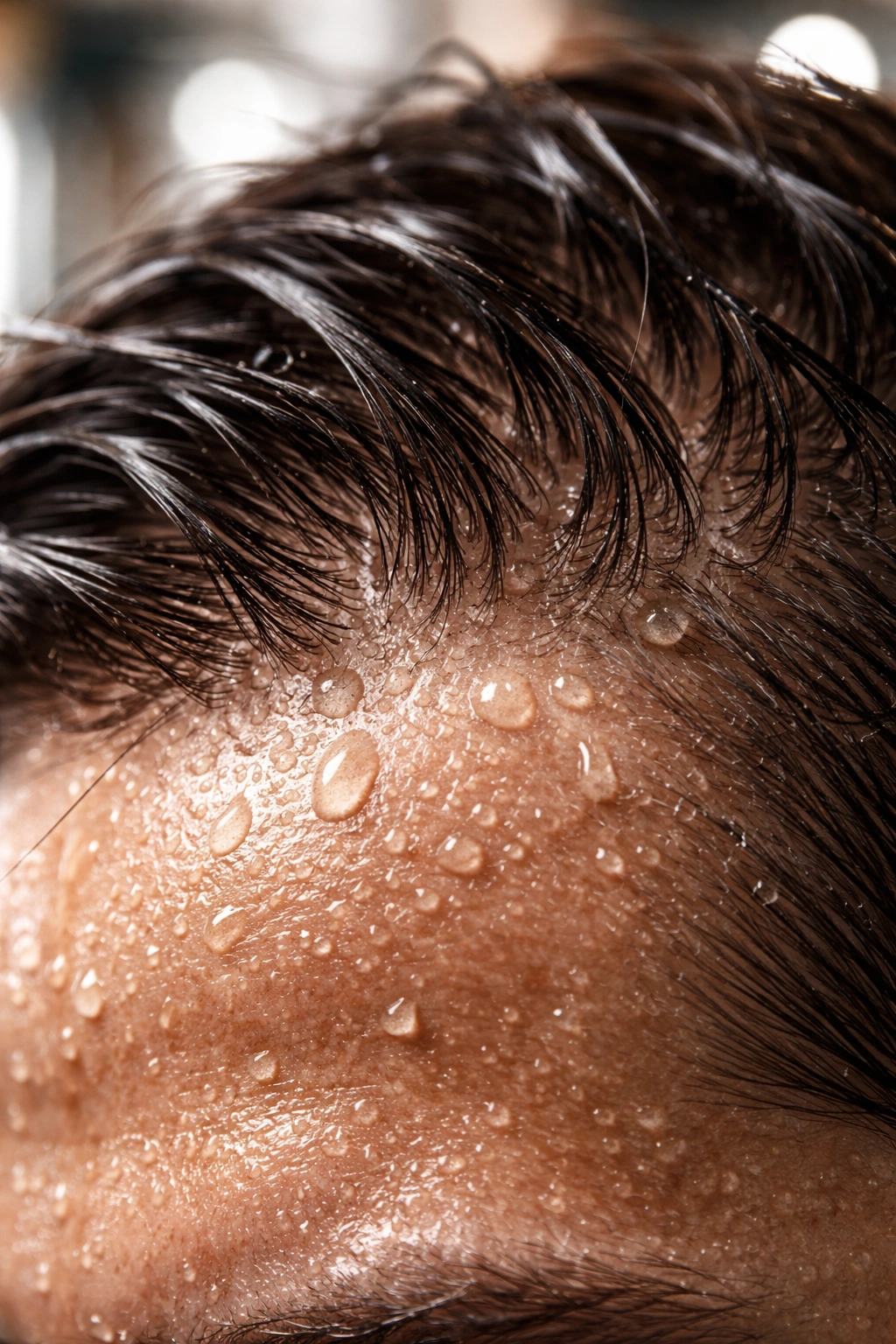 Sweat on scalp and hair during workout