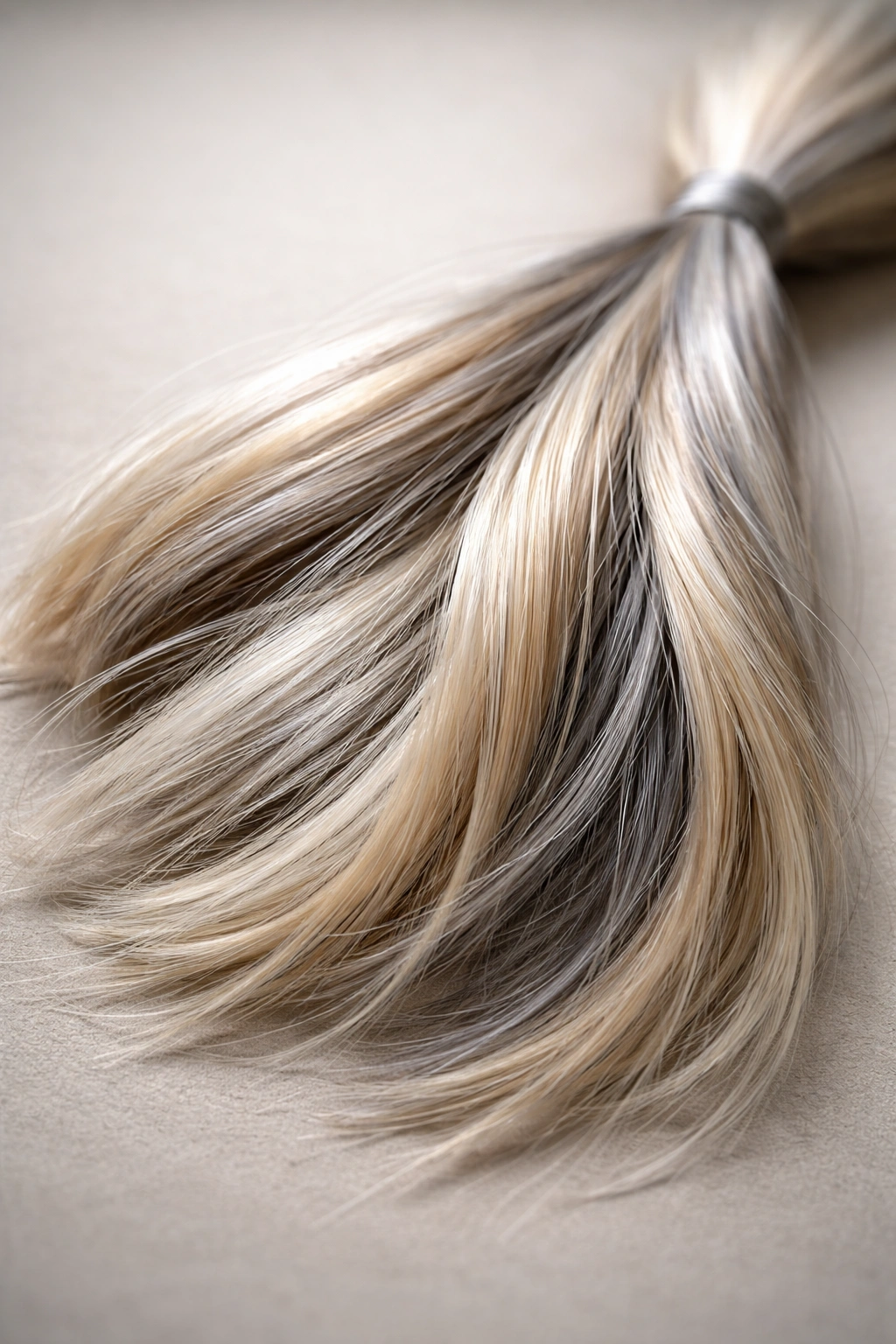 Close-up of ultra-fine synthetic hair fibers showing texture and sheen