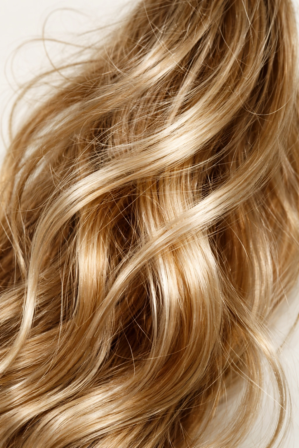 Close-up of frizzy and overly shiny synthetic hair