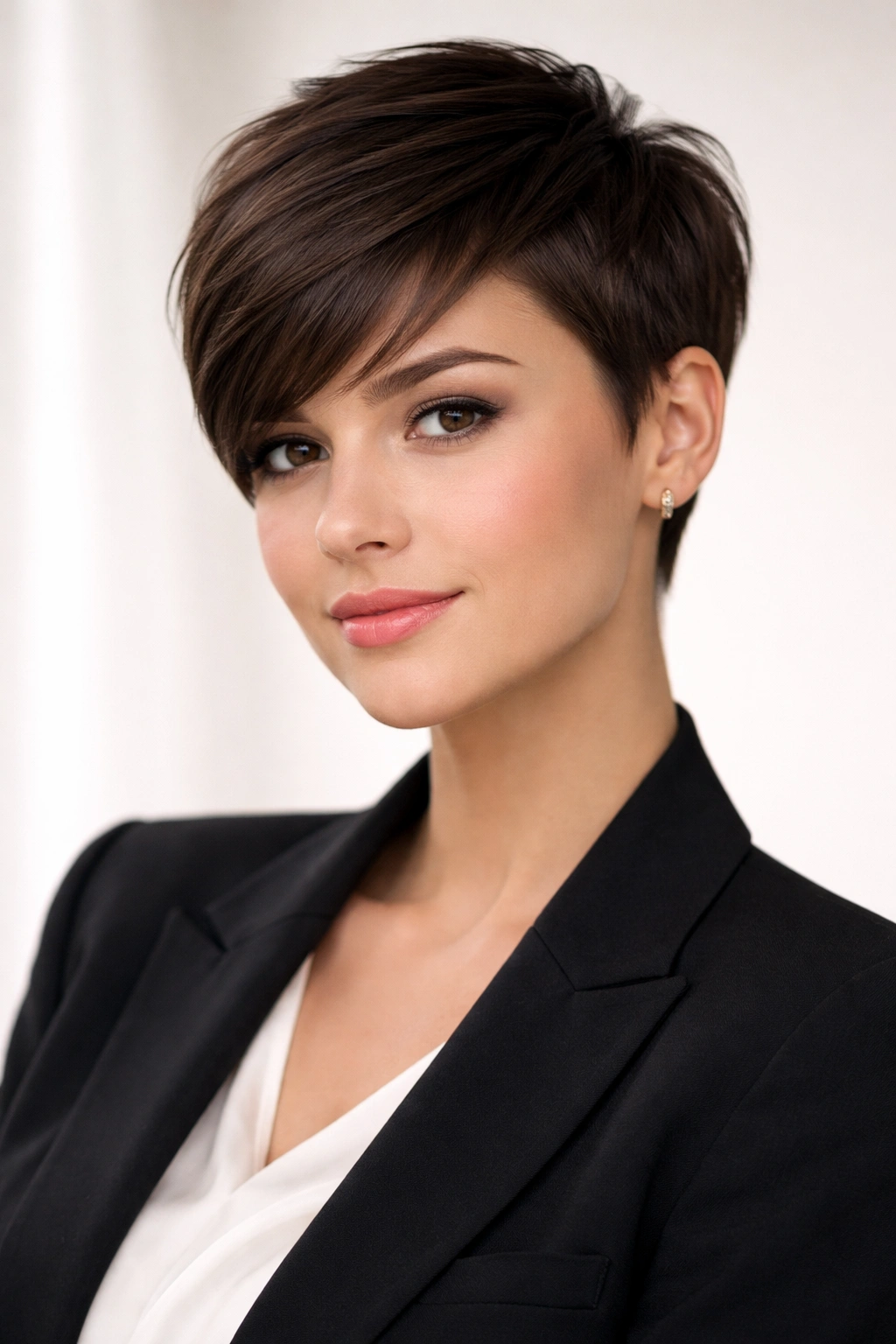 12 Pixie Haircuts With Bangs For Round Faces 12 Tailored pixie with precise side-swept bangs and clean lines