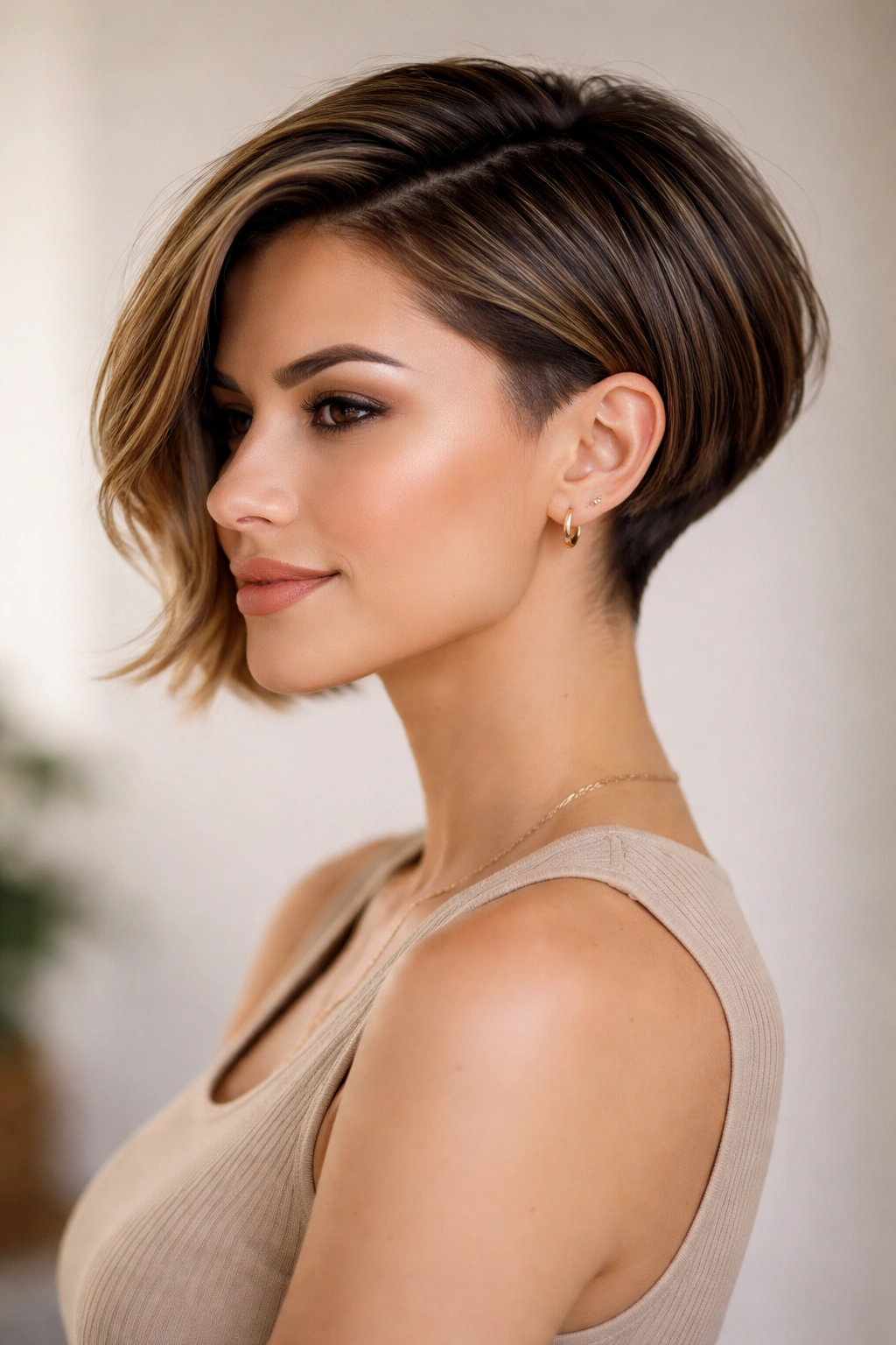 Bob with a taper fade on the sides