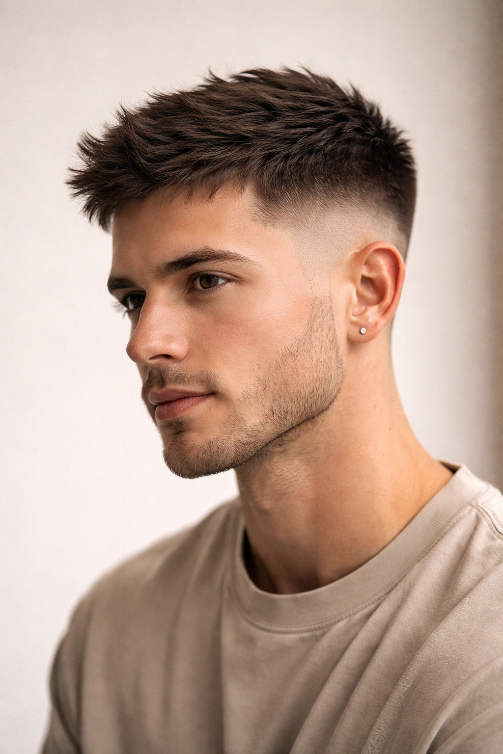 20 Really Short Haircuts Anyone Can Pull Off 20 Head-on view of a taper fade crop with a textured top and fade on the sides.