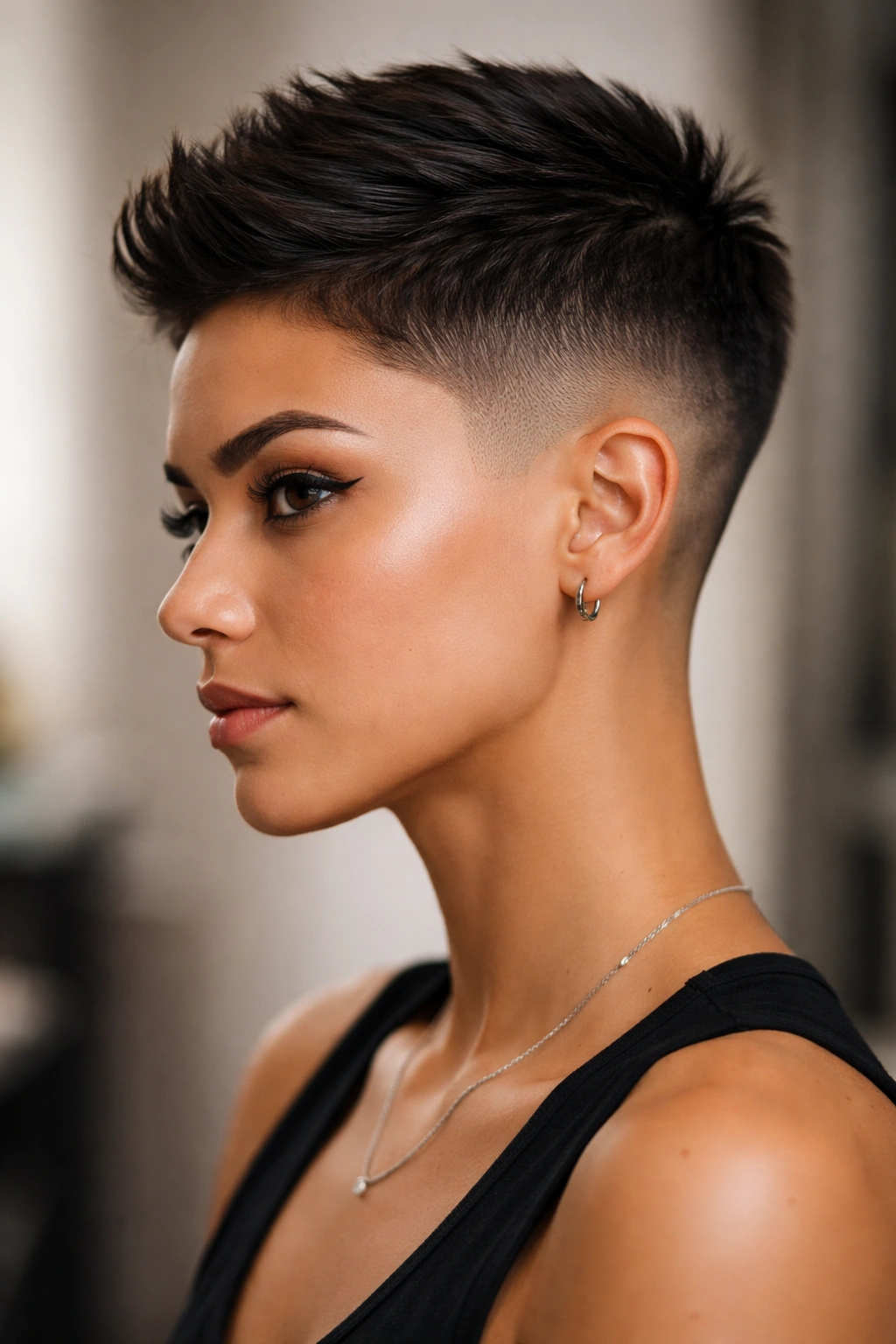 Portrait highlighting a tapered fade with a smooth gradient from top to sides