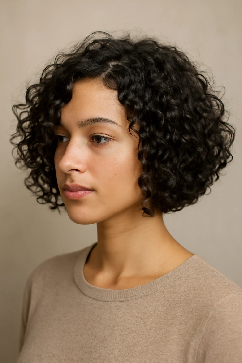 12 Angled Bob Cuts That Flatter Natural Curls 1 The Taper Front Angled Bob hairstyle with tapered front and longer back showing curl definition
