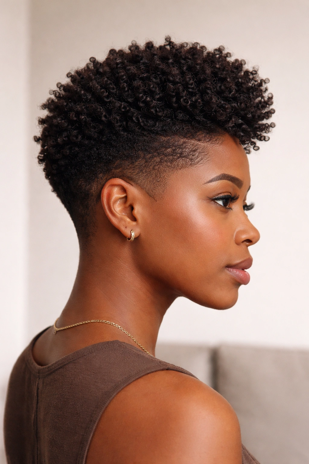 18 Haircuts For Natural Hair Sorted By Curl Type 14 Close-up of 4B tapered coils with distinct shape in studio portrait