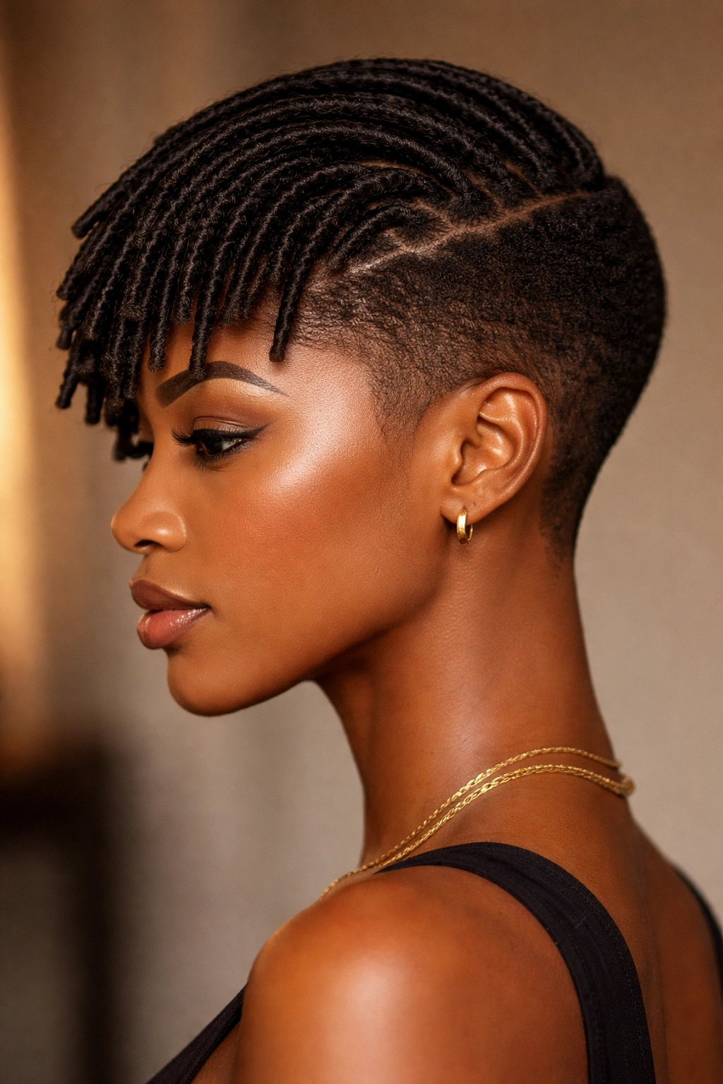 Profile of tapered locs with blunt ends