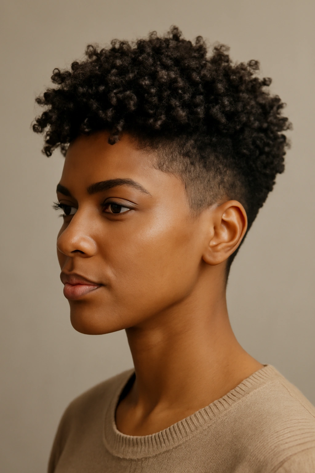 10 Short 3C Hairstyles That Will Instantly Elevate Your Look 3 Portrait of head with longer top curls tapered to back and sides.