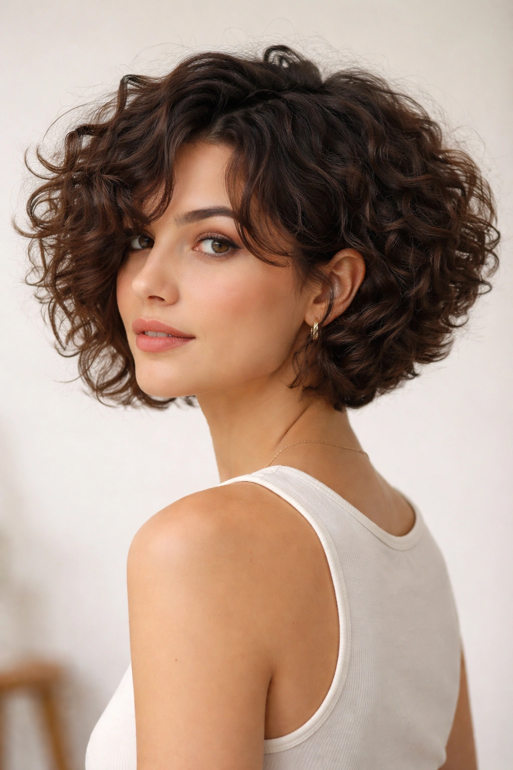 12 Short Curly Cuts With Face Framing Layers 2 Back-tapered curly bob with longer front layers framing the face