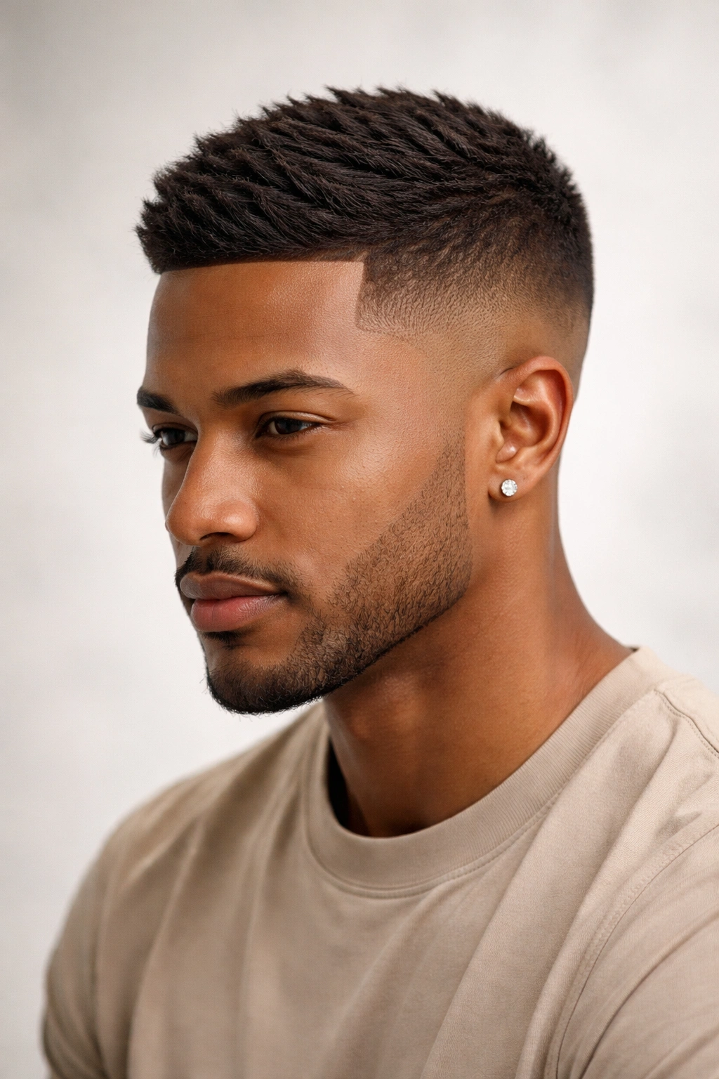 Tapered haircut with seamless fade from top to sides