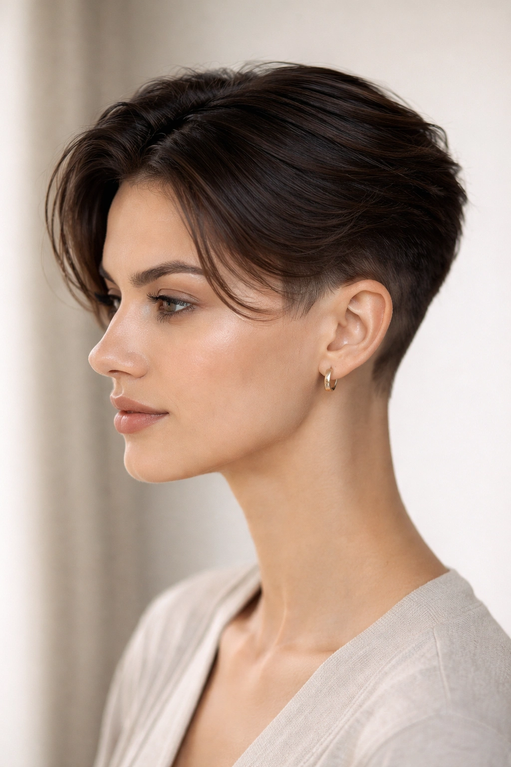 12 Middle Part Short Haircuts To Try At Your Next Cut 12 Side profile of a tapered cut with longer top and middle-part.