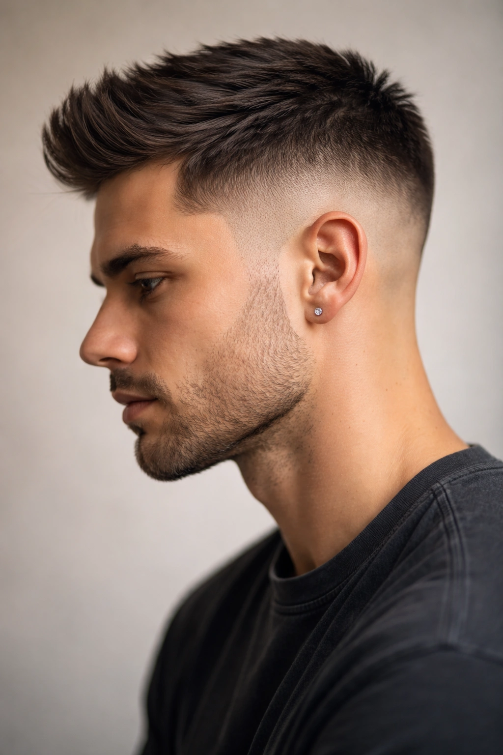 Going Super Short 15 Bold Haircuts To Consider 8 Profile view of a person with a tapered fade showing gradient from top to skin