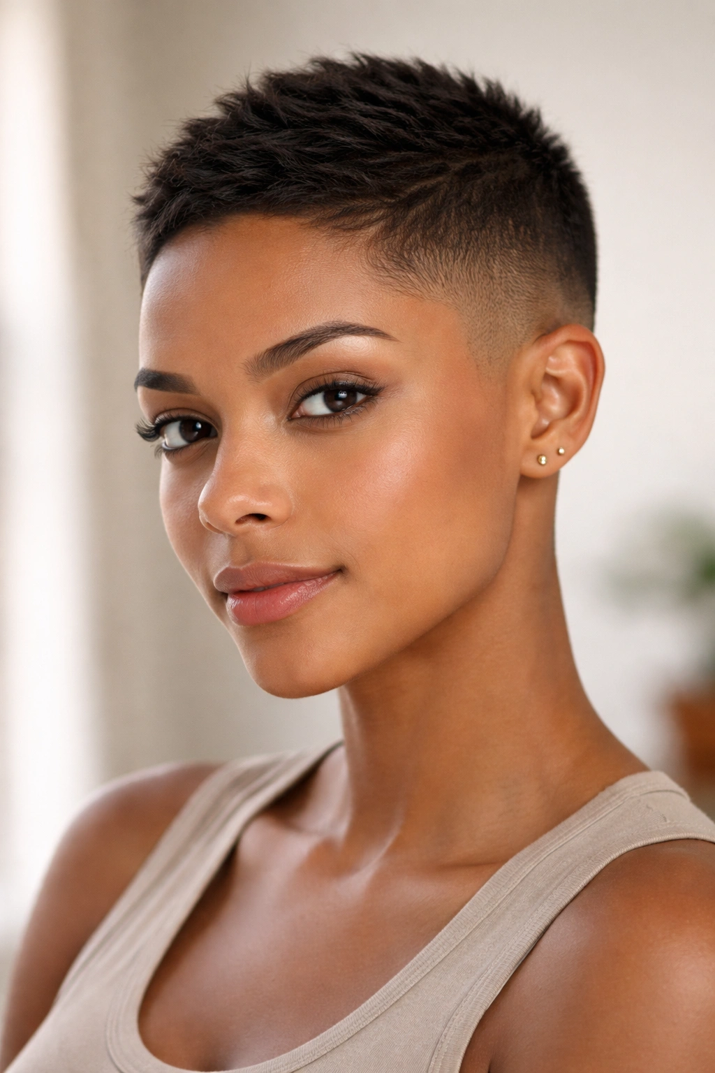 10 Short Haircuts For Women Who Hate Styling 9 Close-up of a tapered fade with clean lines