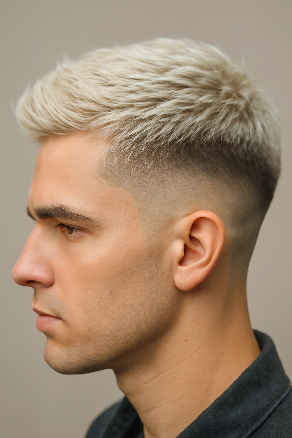 15 Short Haircut and Color Combos Worth Trying Together 7 Close-up of tapered fade with platinum blonde hair