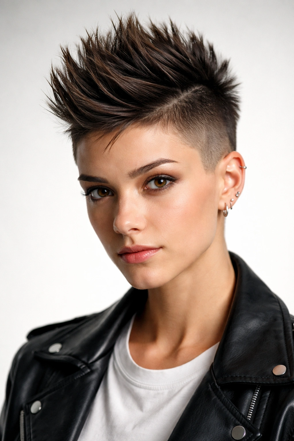 Close-up of tapered mohawk with central ridge and faded sides