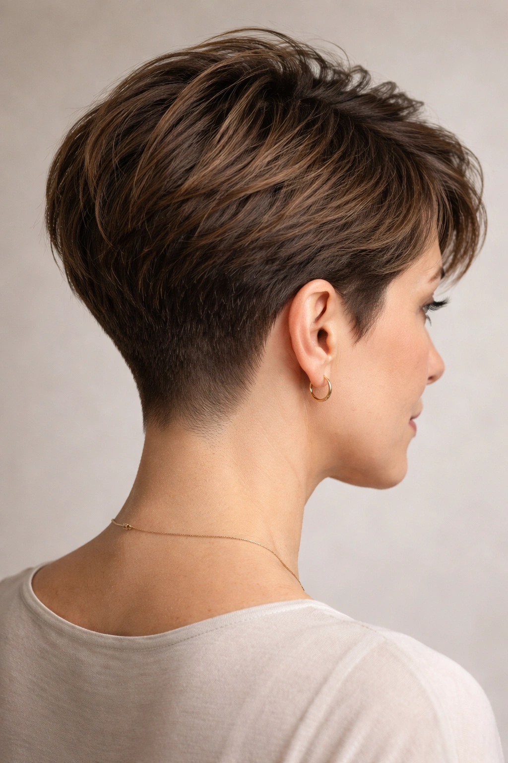 18 Short Hairstyles For Round Faces Over 40 11 Three-quarter view of a tapered nape fade with longer top