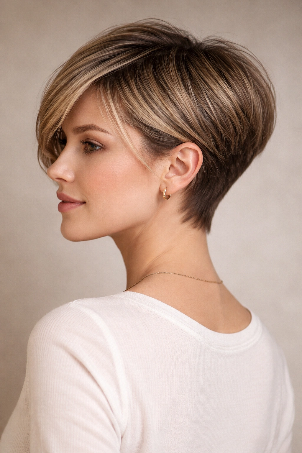 Profile view of a tapered nape with longer front hair