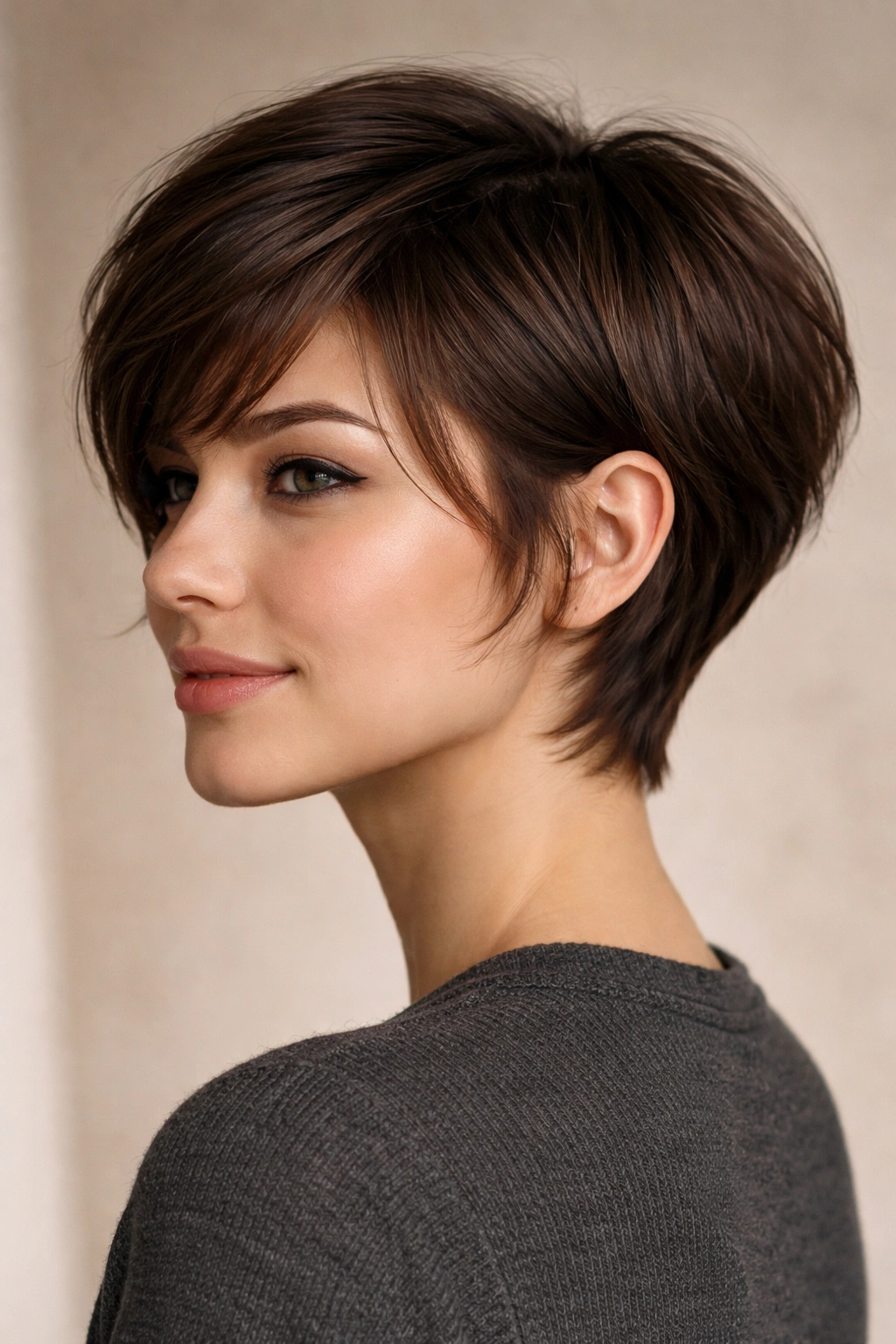 Tapered pixie-bob hybrid with longer top and back taper