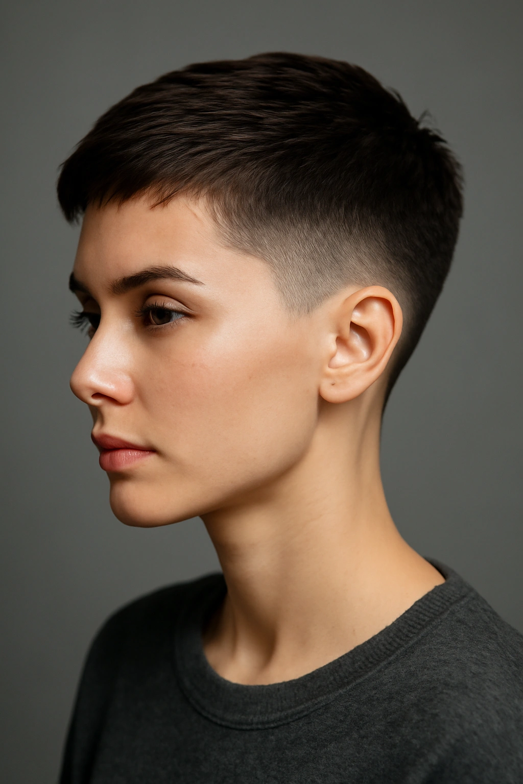 Tapered pixie with sharp back and side fade