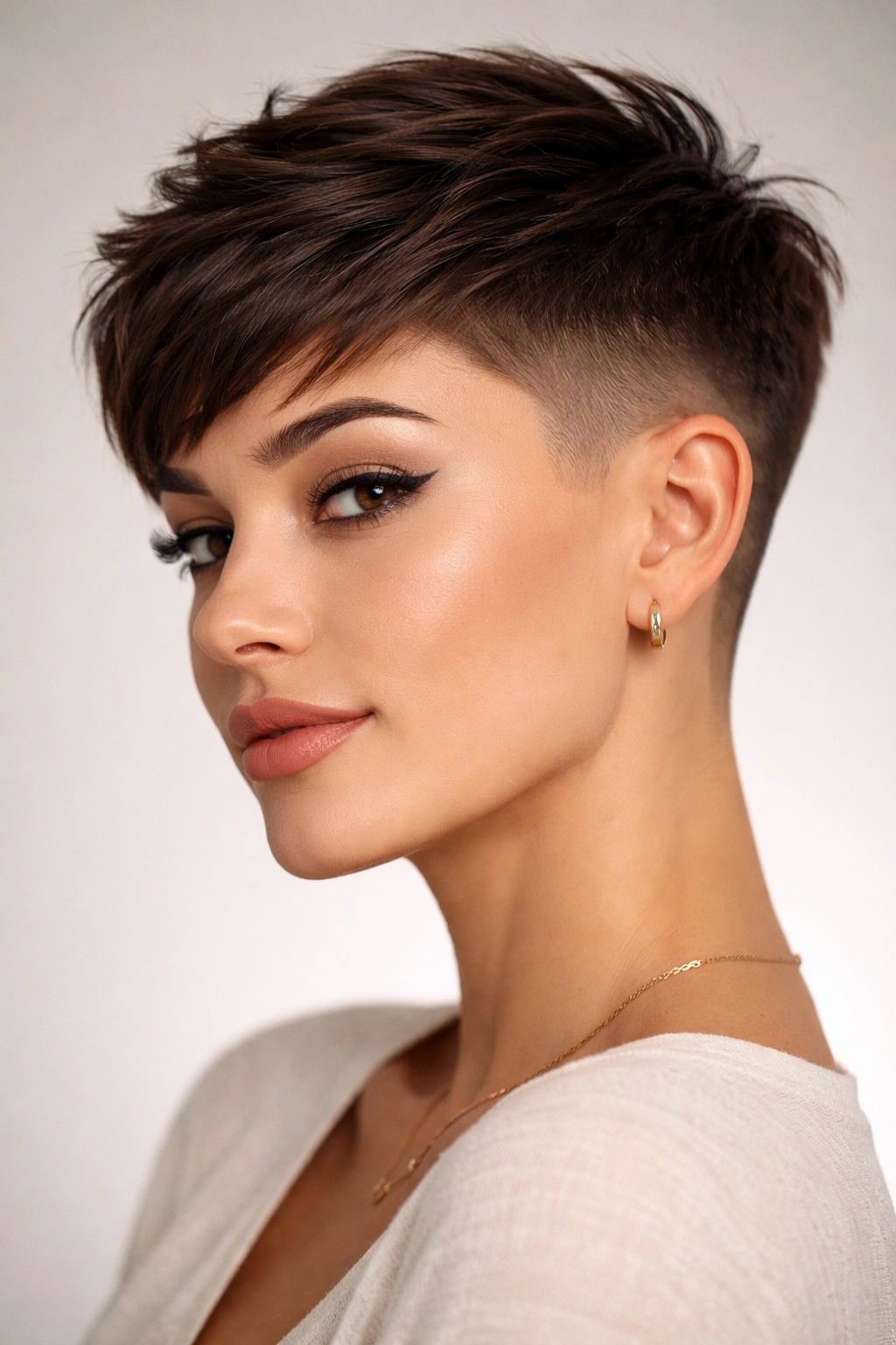 Tapered pixie with gradient fade and polished edges