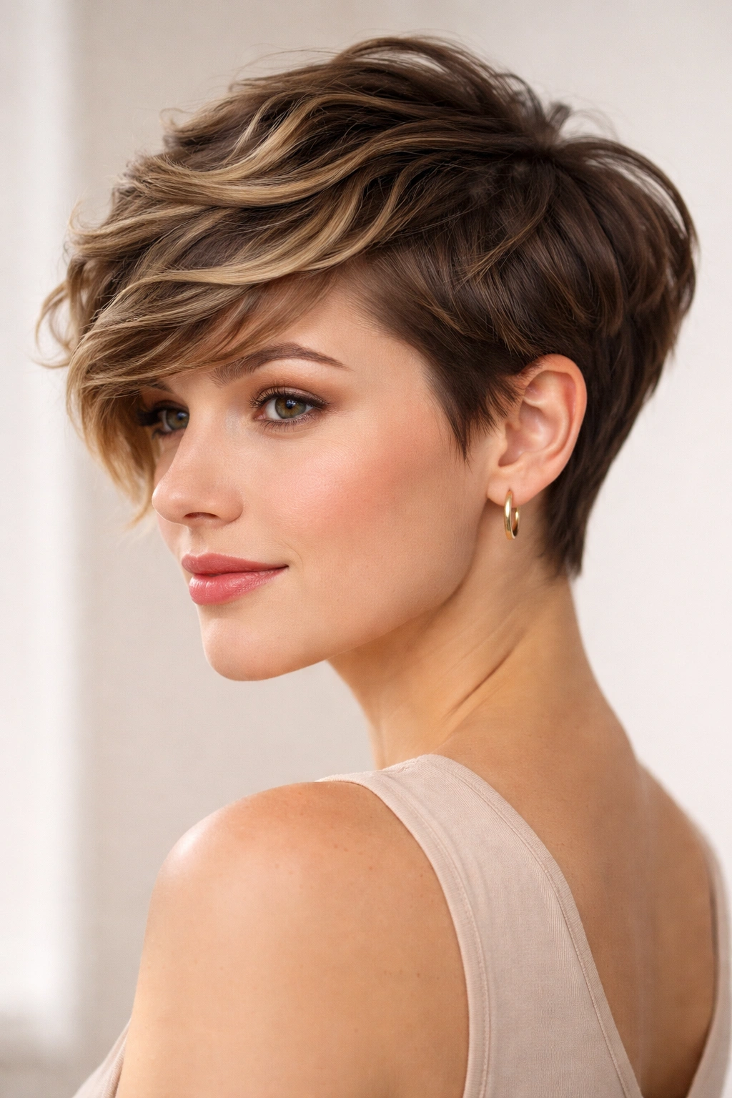 Wavy Pixie Cuts 12 Styles For Naturally Wavy Hair 4 Tapered pixie with a longer side swept across the forehead