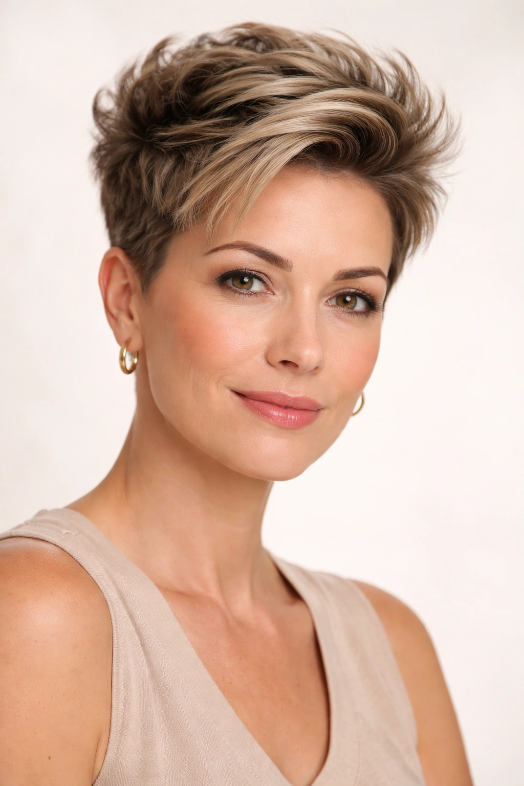 Tapered sides with longer top hairstyle on model