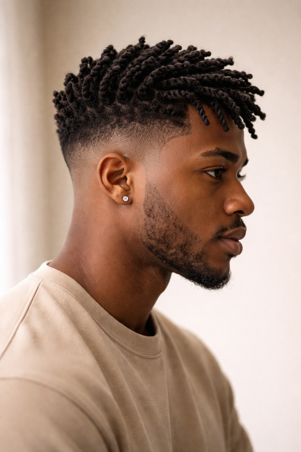 15 Short Twist Styles For Every Natural Hair Texture 9 Tapered twist fade with crown twists and faded sides